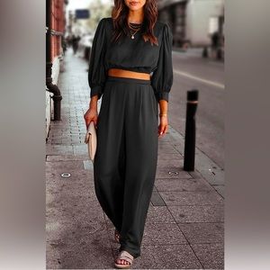 NWOT PRETTYGARDEN Women's 2 Piece Satin Outfit